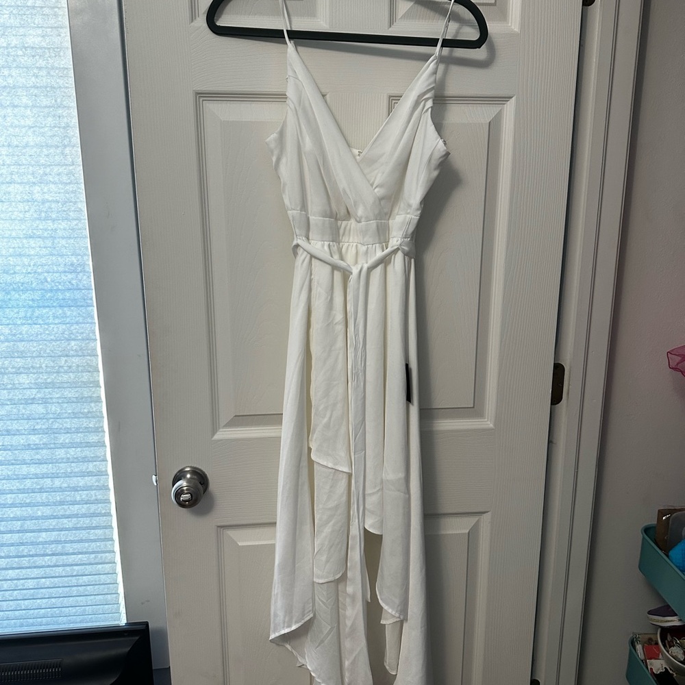 Lulus white high low wrap dress